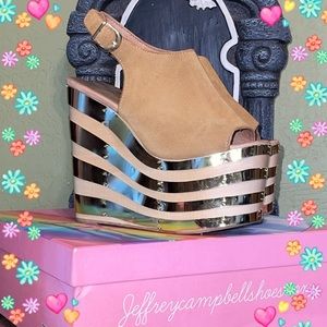 Vintage 70s Jeffrey Campbell Snick 2PTO Platform Wedge Sandal hippie cottagecore